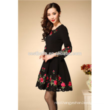 Autumn Winter Fashion long sleeve cotton embroidered dress china manufacturer vestidos